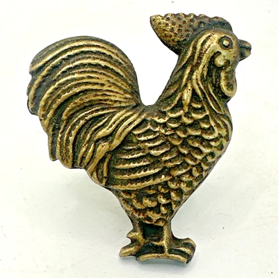 Galo vintage, maçaneta de porta de gaveta de armário de frango puxar bronze maciço, country - Imagem 1 de 3