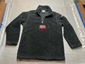 Vintage NAPAPIJRI Geographic Fleece Sherpa 1/4 Zip Pullover Jacket Mens Size S - Picture 1 of 9