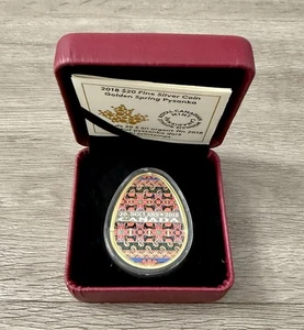 2018 20 $ Golden Spring Pysanka 1 oz Feinsilber & vergoldete Münze - geringe Auflage - Bild 1 von 5