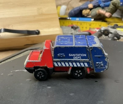 Vintage Playart Garbage Truck Die Cast Sanitation Dept. Blue Hong Kong 2.5” - Image 1 of 4
