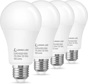 LOHAS A19 LED Light Bulbs 150W 4 Count (Pack of 1), 5000k Daylight - Picture 1 of 6