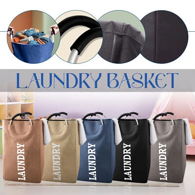 Faltbar Wäschekorb Organizer Mülleimer Tasche Mit Griff Kleidung Aufbewahrung - Bild 1 von 4