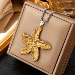 Damen Halskette mit goldenem geometrischem Seestern Anhänger aus Edelstahl - Bild 1 von 5