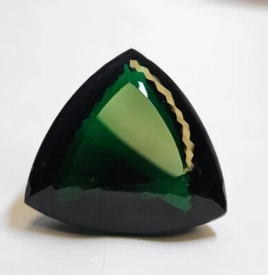 Piedra preciosa suelta natural certificada por EGL de topacio verde oscuro corte trillón 864-865 quilates Foto 1 de 4