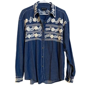 Sierra Pacific Jeanshemd Damen 2XL bestickt Blumen Bohemian Southwestern - Bild 1 von 8