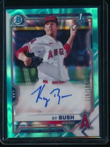KY BUSH AUTO 1st 2021 Bowman Chrome Draft Autograph AQUA LAVA REFRACTOR #/199 RC