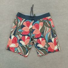 Volcom Board Shorts Mens Size 32 Blue Orange Floral Drawstring Beach Casual Logo