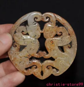 2.2" China Dinastía Han jade hetiano tallado a mano dúo jade bi sacrificio estatua - Imagen 1 de 6