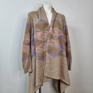 LRL Ralph Lauren Southwest Boho Cardigan Sweater Open Waterfall Long Shacket L - Picture 1 of 14