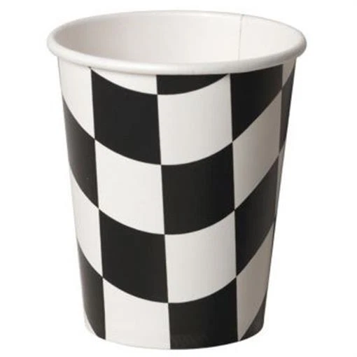 Black & White Check 9 oz Hot/Cold Cups 8 Pack Car Racing Birthday Party Decor - Image 1 of 1