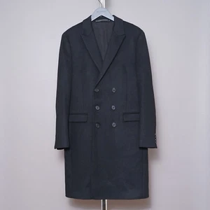 ALL SAINTS Coat Mens UK38 EU48 Black Wool Overcoat Mac Celebrity MC047P Hilt - Picture 1 of 22