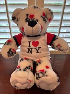 Adorable "Build A Bear Workshop" White I Love NY-Heart Plush Stuffed 16" Bear - Picture 1 of 7