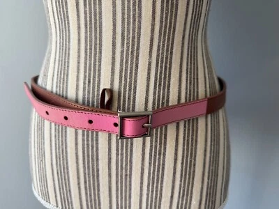 GAP 女式 Colorblock 真皮棕色和粉红色紧身腰带 尺寸 Med 40 — 第 1/4 张图片