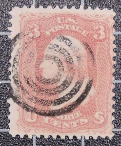 Scott 65 3 Cents Washington Used Black Target Type Fancy Cancel  - Picture 1 of 1