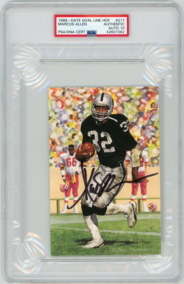 Tarjeta artística firmada por Marcus Allen Goal Line GLAC - PSA DNA 10 Foto 1 de 1