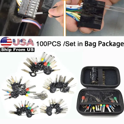 Kit de herramientas de extracción de terminales de pasador de conector eléctrico de herramienta de desmontaje de conector eléctrico 100 unidades Foto 1 de 4