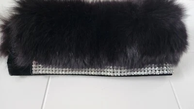 Diadema de piel de zorro bufanda teñida marrón oscuro ajustable forrada de terciopelo clima frío Foto 1 de 4