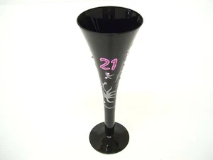 TALLULAH 21ST BIRTHDAY CHAMPAGNE FLUTE WINE GLASS HAND PAINTED DESIGNED CRAFTED - Picture 1 of 6