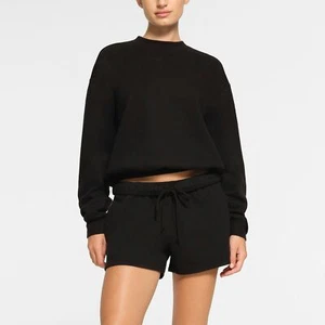 SKIMS Cotton Fleece Classic Crew Sweatshirt Onyx size SMALL - Picture 1 of 7