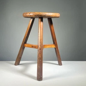 Antique Tripodal Wooden Low Stool - Picture 1 of 8