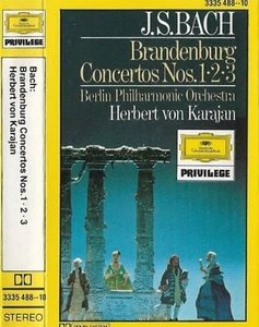 Karajan Bach Brandenburg Concetos nos 1, 2 & 3 CASSETTE ALBUM DG Berlin Phil - Picture 1 of 12