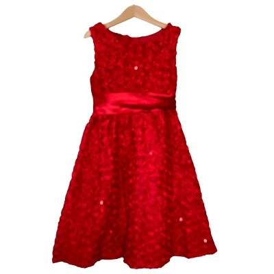 EDICIONES RARAS Niñas Vestido Rojo 7 Fiesta Nupcial Iglesia Desfile Flor Niña Boda Foto 1 de 4