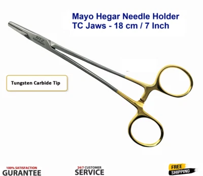 NTZ INSTRUMENTS MAYO HEGAR NEEDLE HOLDER TC 18 cm DENTAL SURGICAL VETERINARY INSTRUMENT TC CE
