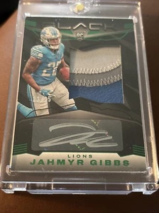 2023 Panini Black Jahmyr Gibbs Green Jumbo Rookie Patch Auto RPA RC #23/25 Lions - Picture 1 of 3