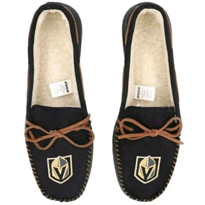 NHL Vegas Golden Knights Men's Colored Moccasin Hard Slippers-New - Image 1 of 3