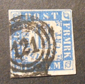 GERMANIA ,GERMANY ,HOLSTEIN 1864" Cifra su fondo bianco" 1,1/4 azzurro US Mi 7 - Imagen 1 de 1