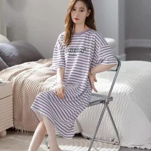 Women Pajamas Sleepwear Short Sleeve Sleep Shirt Dress Nightgown Home Wear - Picture 1 of 16