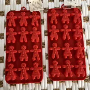 2 STAMPI DA FORNO PAN DI ZENZERO UOMO RAGAZZO RAGAZZA NATALE SILICONE CIOCCOLATO CARAMELLE STAMPO - Foto 1 di 3