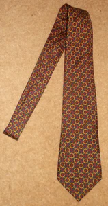 VINTAGE QUALITY DESIGNER 100% SILK NAVY / RED / GOLD TIE " PINK " BRAND NAME - Picture 1 of 4