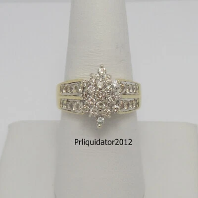 复古 1 克拉天然钻石镶嵌鸡尾酒结婚戒指 10K 黄金 — 第 1/4 张图片