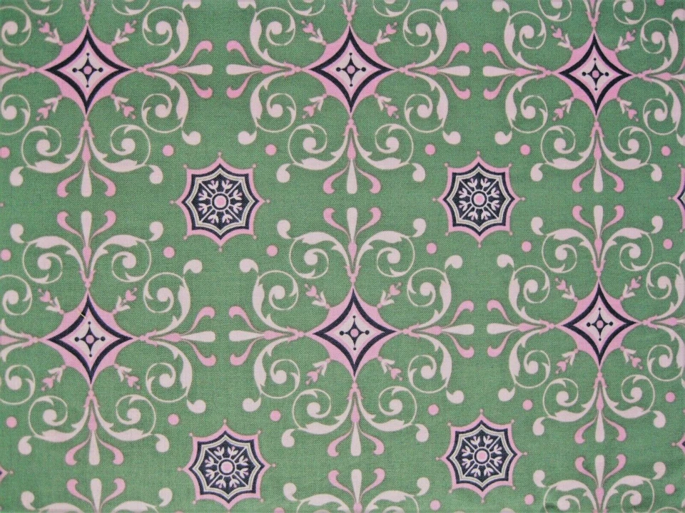 Tela de edredón de azulejos geométricos 1 3/4 yardas BJ Lantz algodón lavanda verde púrpura Foto 1 de 4