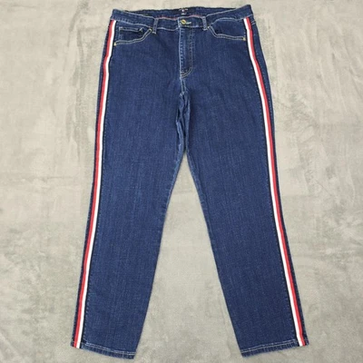 Pantalones de mezclilla Tommy Hilfiger para mujer 14 azules Tribeca ajustados a rayas laterales elásticos Foto 1 de 4