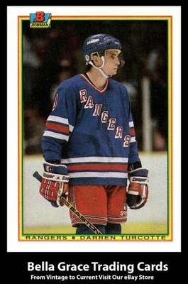 1990-91 Topps Bowman Darren Turcotte #216 New York Rangers Rookie NHL Hockey  - Image 1 of 2