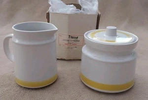 VTG Chadds Ford Spring Meadow Creamer & Sugar Bowl w/lid Yellow NOS Japan - Picture 1 of 10
