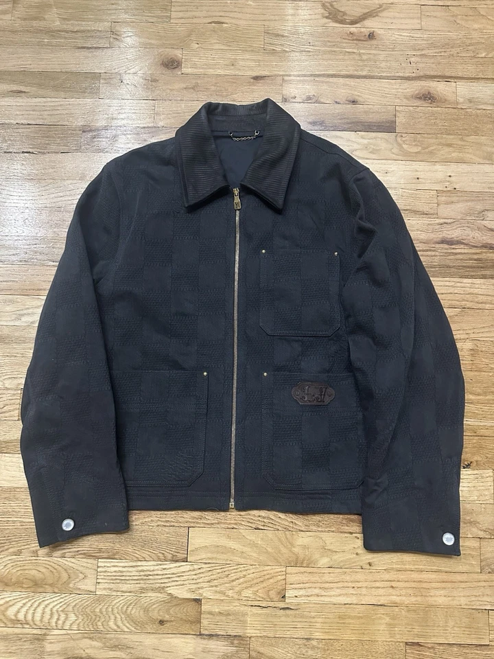 Jaqueta jeans xadrez turquesa amostra Louis Vuitton - Imagem 1 de 4