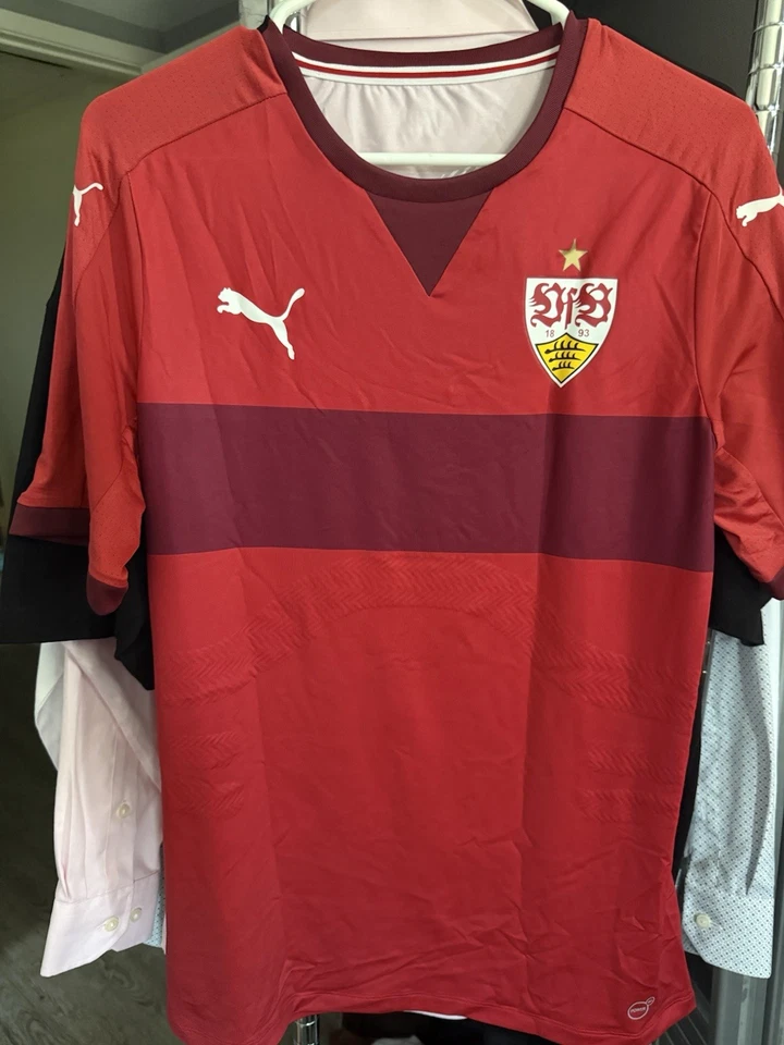 Puma VfB Stuttgart Germany Away Player Specs Soccer Jersey ACTV Red Vintage - Image 1 of 4
