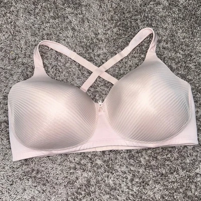 Vanity Fair 40DD Smoothing Wireless Bra Criss Cross Back Light Pink - Image 1 of 4