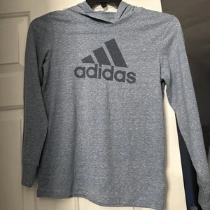 Adidas Youth Boys Hoodie, Size M, Lightweight Gray Long Sleeve Pullover, NWT - Picture 1 of 10