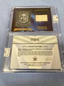 ERNEST HEMMINGWAY #/D 39/75 Card 2024 Cut Celebrities Document HISTORIC RELIC - Picture 1 of 5