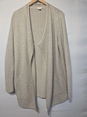 J.Jill Pure Jill Open Front Cardigan Sweater Women’s Medium Beige Textured Knit - Image 1 of 4