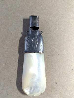 Antiguo silbato victoriano Gorham plata esterlina bebé sonajero madreperla Foto 1 de 4