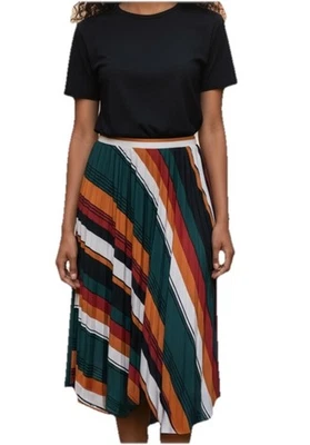 EST. 1946 Midi Skirt 14/16W Pull On Striped Pleated Fall Colors Orange Green NWT - Image 1 of 4