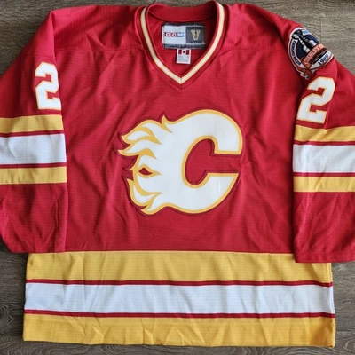 Calgary Flames Al MacInnis 1989 Stanley Cup Vintage CCM Hockey Jersey XL Red - Image 1 of 4