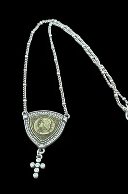 Collar Brighton Jon of Arc - Color oro y plata - Cruz colgante - Cristales Foto 1 de 3