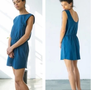Natural by Known Supply Blue Alaska Mini Cotton Dress Size L High Neck Low Back - Bild 1 von 17