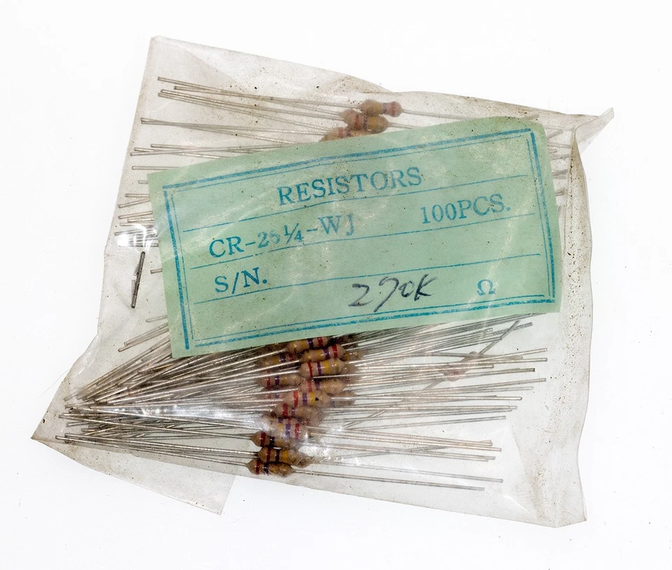 ~100 Pcs 1/4W (0.25 Watts) 270KΩ Ohm ±5% Carbon Film Resistor, CR-25-WJ-270K - Image 1 of 1